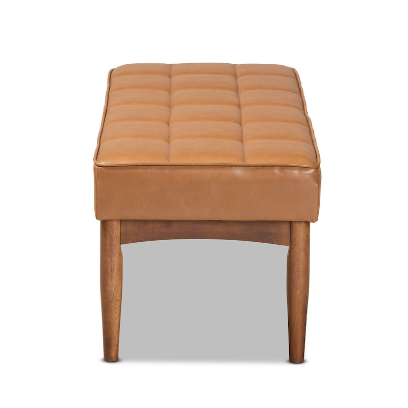 Banc de salle à manger moderne du milieu du siècle pour 2 – Gris / Marron foncé / Fauve