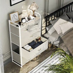 Commode de rangement en tissu à 5 tiroirs gris clair/gris foncé/crème/noir, individuelle