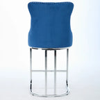 Tabourets de bar à dossier haut en velours bleu clair/beige/gris, lot de 2