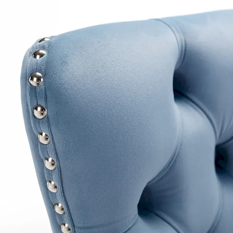 Tabourets de bar à dossier haut en velours bleu clair/beige/gris, lot de 2