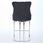 Tabourets de bar à dossier haut en velours bleu clair/beige/gris, lot de 2
