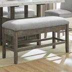 Banc de comptoir de rangement Driftwood, rembourrage gris cendré, 1 place