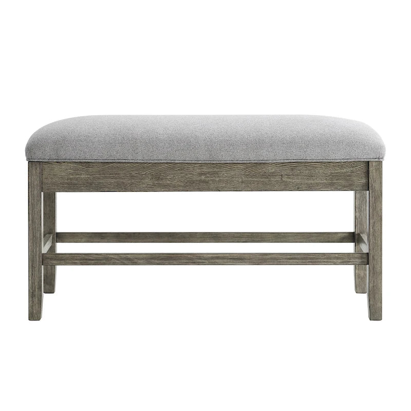 Banc de comptoir de rangement Driftwood, rembourrage gris cendré, 1 place