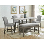Banc de comptoir de rangement Driftwood, rembourrage gris cendré, 1 place