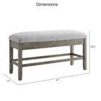 Banc de comptoir de rangement Driftwood, rembourrage gris cendré, 1 place