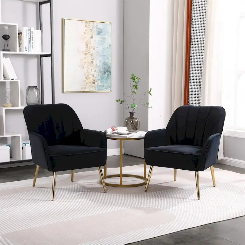 Fauteuil d'appoint en velours noir, siège individuel, style Mid-Century