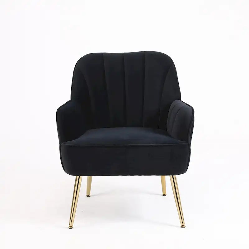 Fauteuil d'appoint en velours noir, siège individuel, style Mid-Century