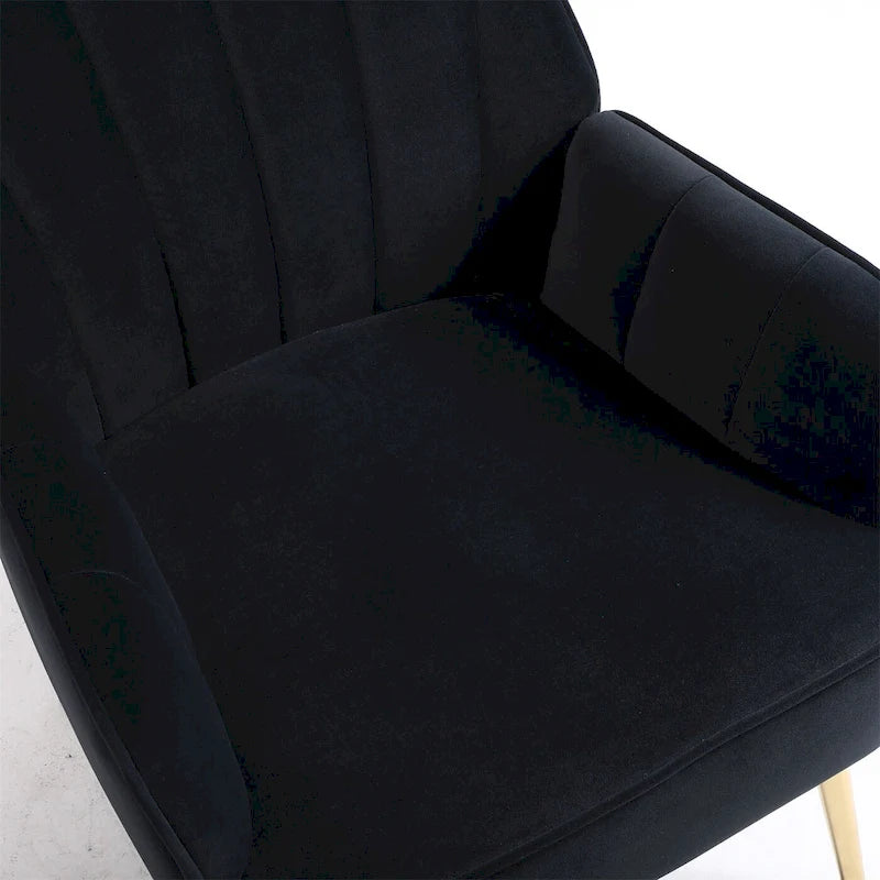 Fauteuil d'appoint en velours noir, siège individuel, style Mid-Century
