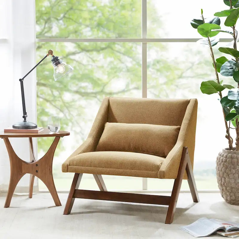 Fauteuil lounge, une place, jaune moutarde et coloris Pécane