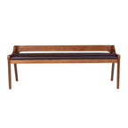 Banc de salle à manger mi-siècle marron et noir, coussin en similicuir, 2 places
