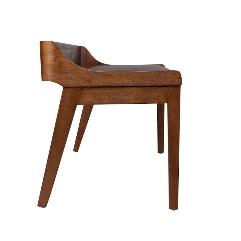 Banc de salle à manger mi-siècle marron et noir, coussin en similicuir, 2 places