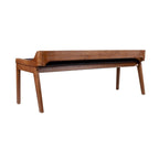Banc de salle à manger mi-siècle marron et noir, coussin en similicuir, 2 places