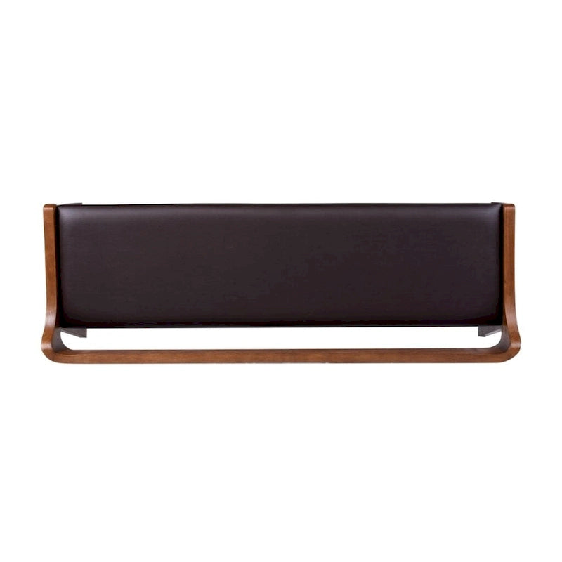 Banc de salle à manger mi-siècle marron et noir, coussin en similicuir, 2 places