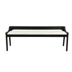 Banc de salle à manger mi-siècle marron et noir, coussin en similicuir, 2 places