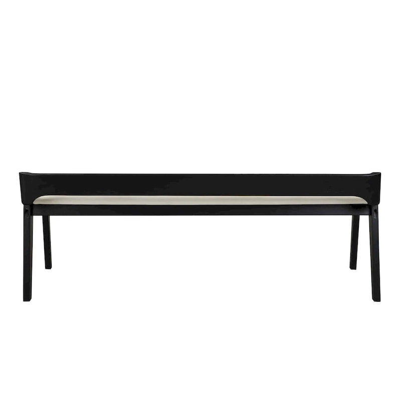 Banc de salle à manger mi-siècle marron et noir, coussin en similicuir, 2 places