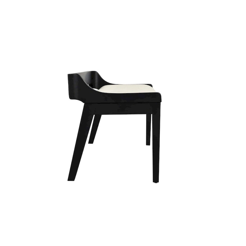 Banc de salle à manger mi-siècle marron et noir, coussin en similicuir, 2 places