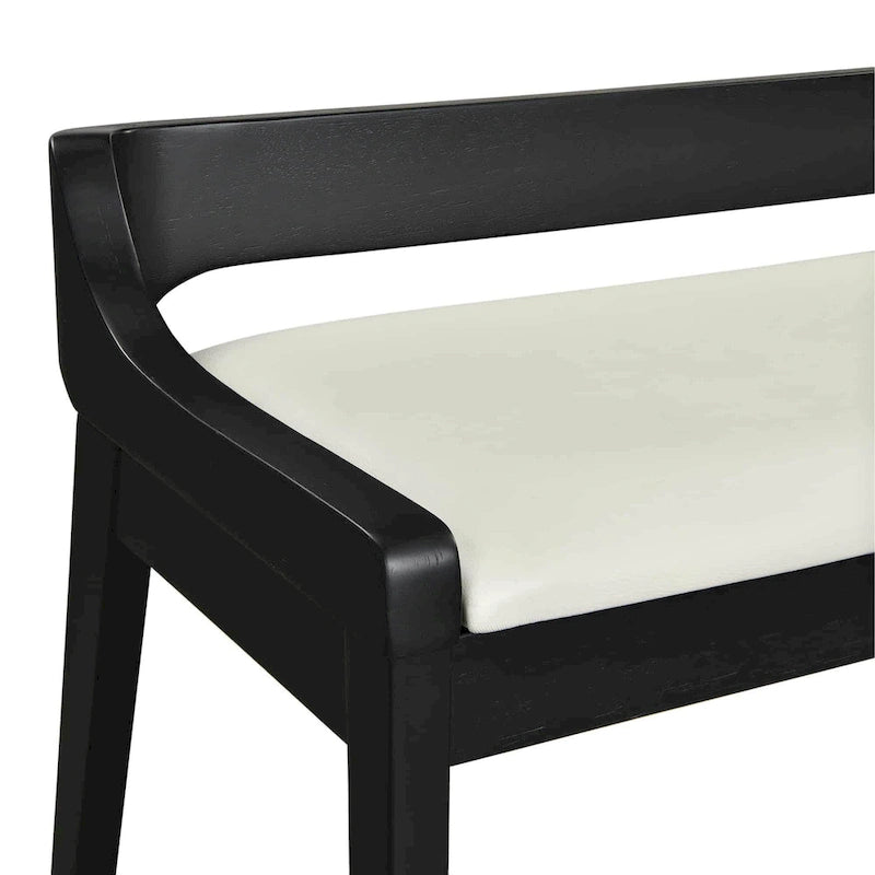 Banc de salle à manger mi-siècle marron et noir, coussin en similicuir, 2 places