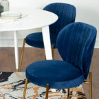 Ensemble de salle à manger rond 3 pièces, table blanche et 2 chaises en velours, jaune / vert / bleu, 2 places