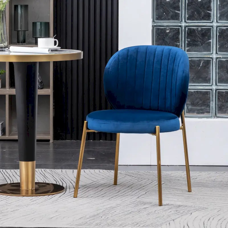 Ensemble de salle à manger rond 3 pièces, table blanche et 2 chaises en velours, jaune / vert / bleu, 2 places