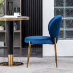Ensemble de salle à manger rond 3 pièces, table blanche et 2 chaises en velours, jaune / vert / bleu, 2 places