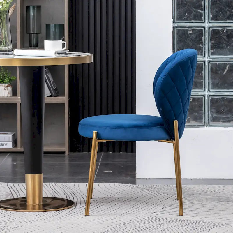 Ensemble de salle à manger rond 3 pièces, table blanche et 2 chaises en velours, jaune / vert / bleu, 2 places