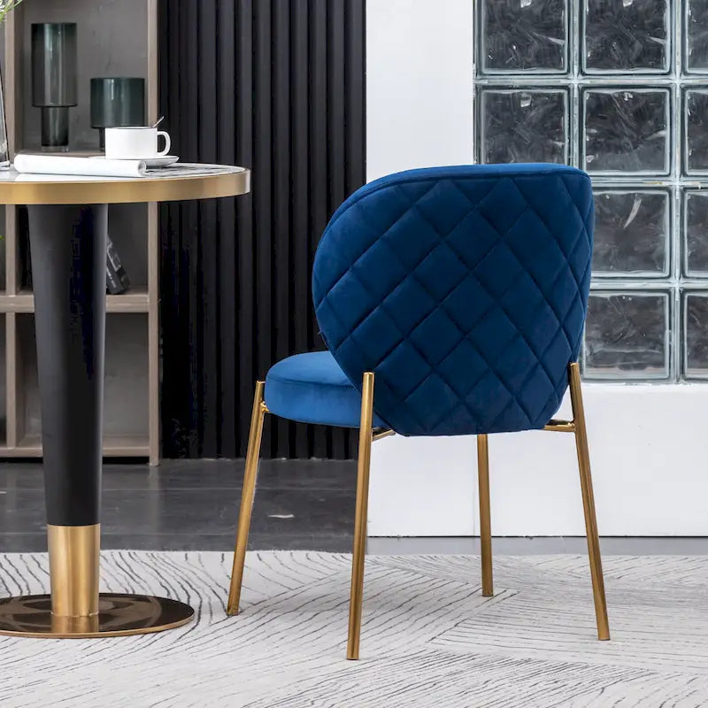 Ensemble de salle à manger rond 3 pièces, table blanche et 2 chaises en velours, jaune / vert / bleu, 2 places