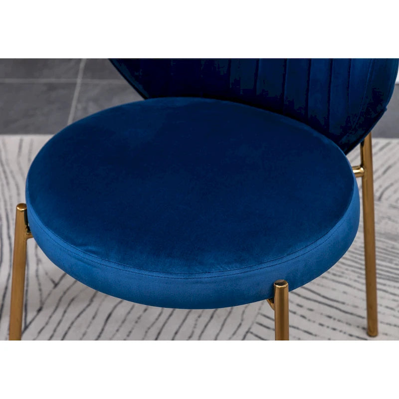 Ensemble de salle à manger rond 3 pièces, table blanche et 2 chaises en velours, jaune / vert / bleu, 2 places