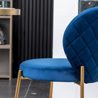 Ensemble de salle à manger rond 3 pièces, table blanche et 2 chaises en velours, jaune / vert / bleu, 2 places