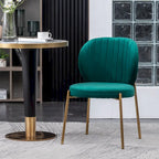 Ensemble de salle à manger rond 3 pièces, table blanche et 2 chaises en velours, jaune / vert / bleu, 2 places