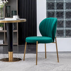 Ensemble de salle à manger rond 3 pièces, table blanche et 2 chaises en velours, jaune / vert / bleu, 2 places