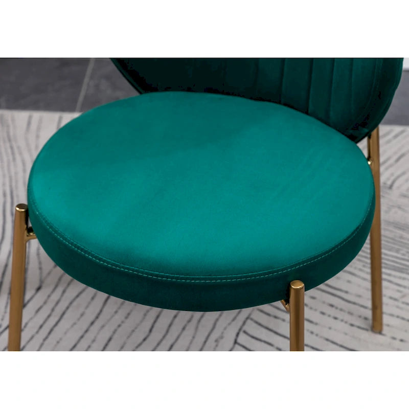 Ensemble de salle à manger rond 3 pièces, table blanche et 2 chaises en velours, jaune / vert / bleu, 2 places