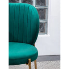 Ensemble de salle à manger rond 3 pièces, table blanche et 2 chaises en velours, jaune / vert / bleu, 2 places