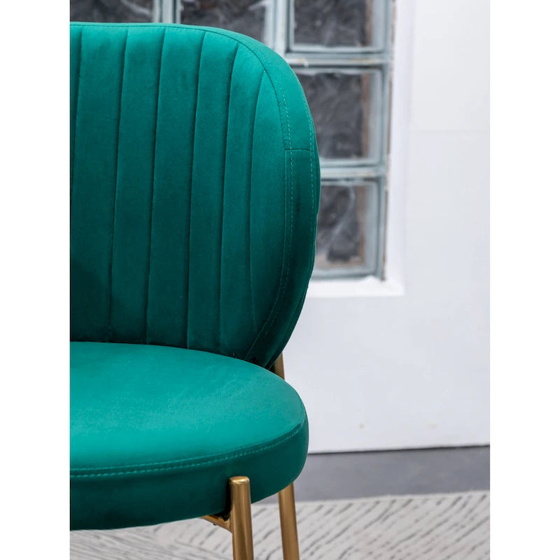 Ensemble de salle à manger rond 3 pièces, table blanche et 2 chaises en velours, jaune / vert / bleu, 2 places
