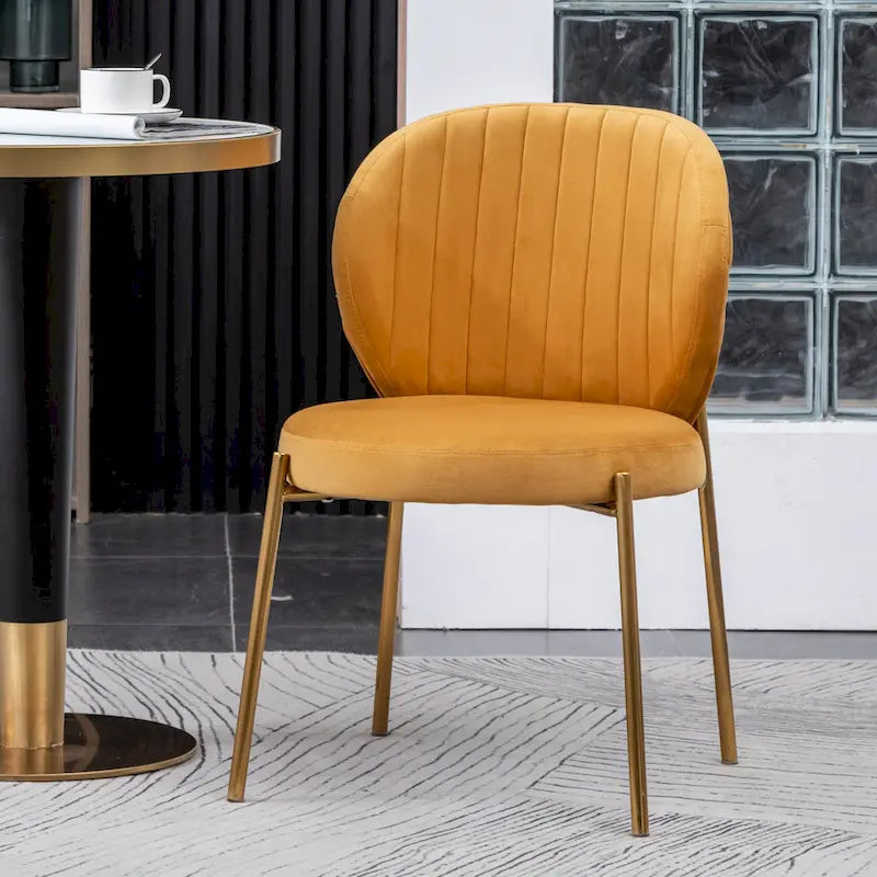 Ensemble de salle à manger rond 3 pièces, table blanche et 2 chaises en velours, jaune / vert / bleu, 2 places