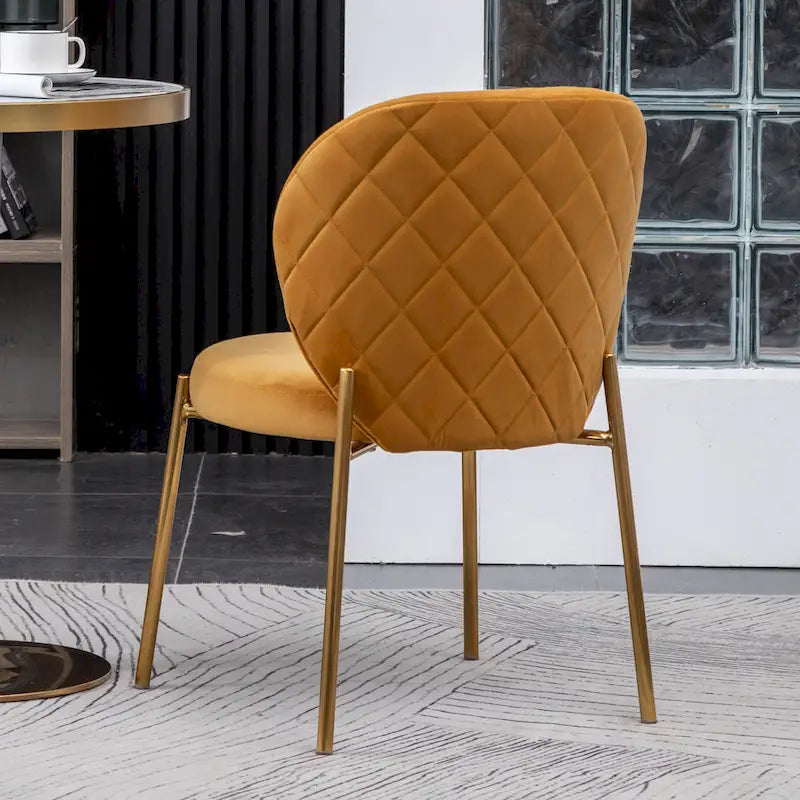 Ensemble de salle à manger rond 3 pièces, table blanche et 2 chaises en velours, jaune / vert / bleu, 2 places