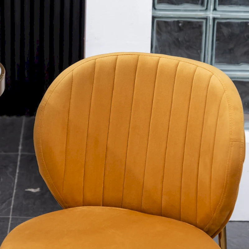 Ensemble de salle à manger rond 3 pièces, table blanche et 2 chaises en velours, jaune / vert / bleu, 2 places
