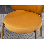 Ensemble de salle à manger rond 3 pièces, table blanche et 2 chaises en velours, jaune / vert / bleu, 2 places