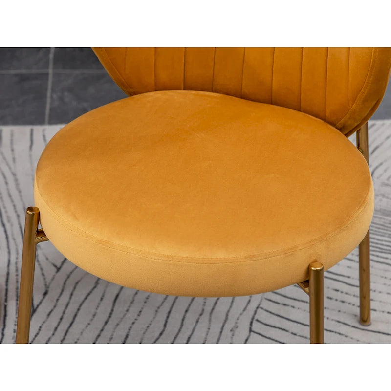 Ensemble de salle à manger rond 3 pièces, table blanche et 2 chaises en velours, jaune / vert / bleu, 2 places