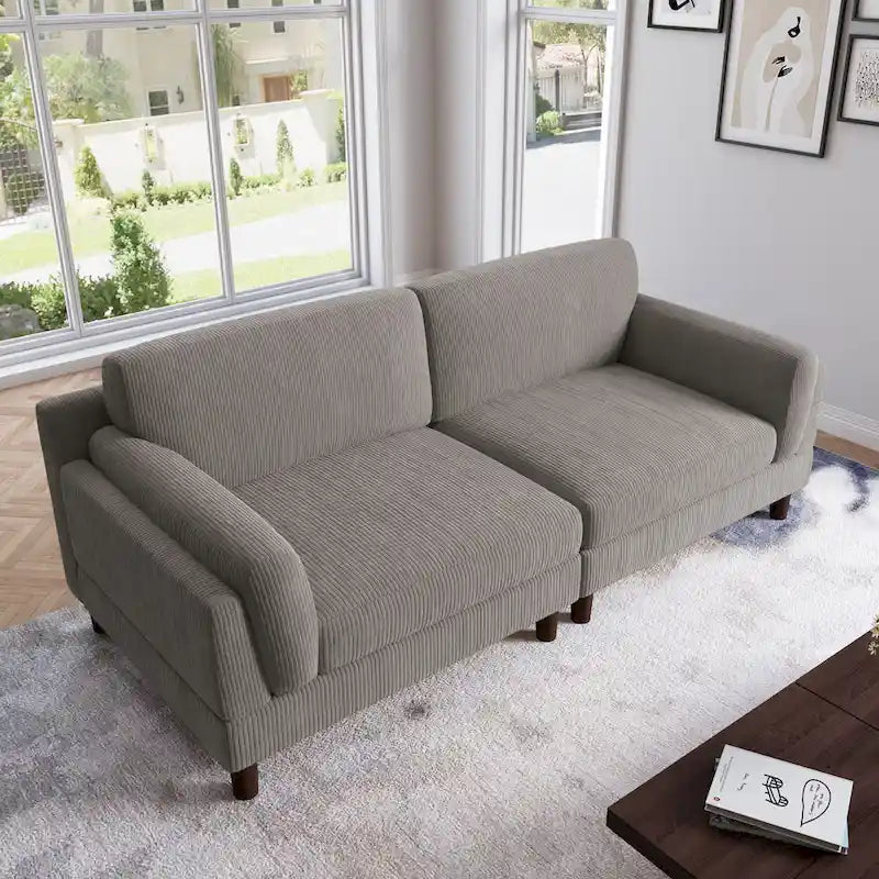 Canapé 2 places en velours côtelé – Orange / Gris / Vert / Beige / Gris clair