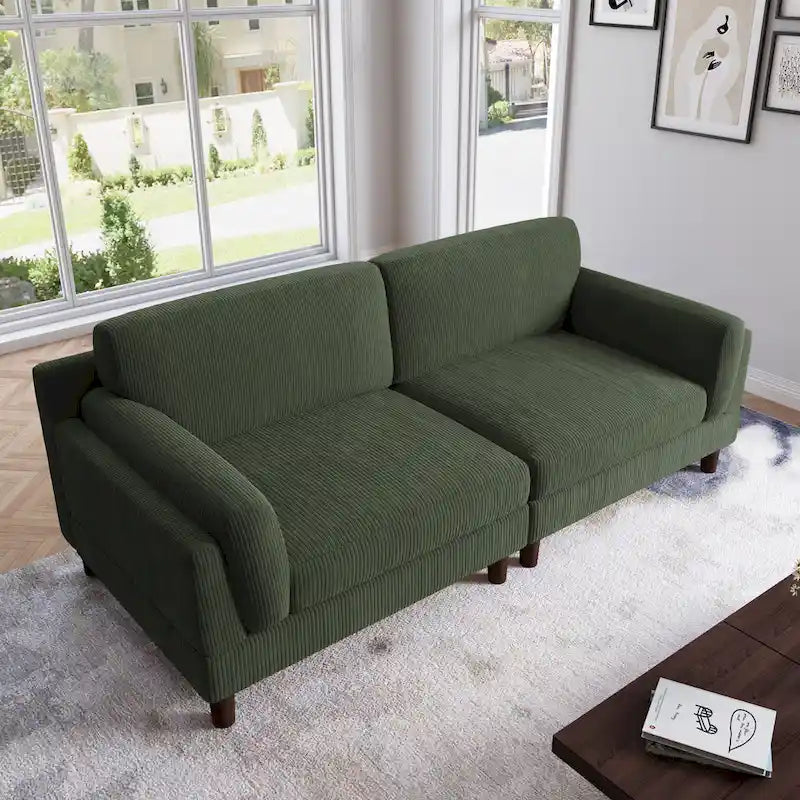 Canapé 2 places en velours côtelé – Orange / Gris / Vert / Beige / Gris clair