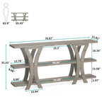 Table console étroite à 3 niveaux marron/gris/doré, style industriel, assemblage par 1 personne