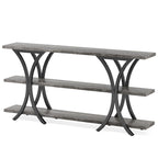 Table console étroite à 3 niveaux marron/gris/doré, style industriel, assemblage par 1 personne