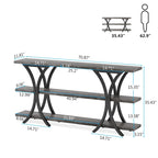 Table console étroite à 3 niveaux marron/gris/doré, style industriel, assemblage par 1 personne