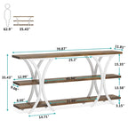 Table console étroite à 3 niveaux marron/gris/doré, style industriel, assemblage par 1 personne