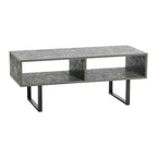 Meuble TV rectangulaire et table basse avec 2 étagères de rangement – Chêne côtier / Ardoise / Noir / Frêne