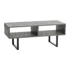 Meuble TV rectangulaire et table basse avec 2 étagères de rangement – Chêne côtier / Ardoise / Noir / Frêne