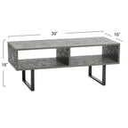 Meuble TV rectangulaire et table basse avec 2 étagères de rangement – Chêne côtier / Ardoise / Noir / Frêne
