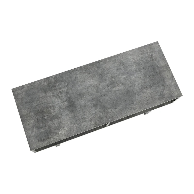 Meuble TV rectangulaire et table basse avec 2 étagères de rangement – Chêne côtier / Ardoise / Noir / Frêne