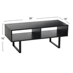 Meuble TV rectangulaire et table basse avec 2 étagères de rangement – Chêne côtier / Ardoise / Noir / Frêne