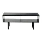 Meuble TV rectangulaire et table basse avec 2 étagères de rangement – Chêne côtier / Ardoise / Noir / Frêne
